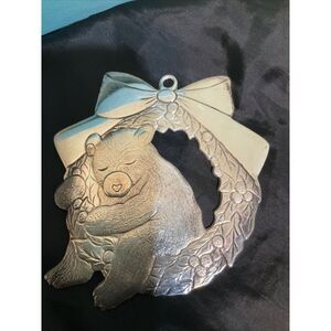 Tiffany Sterling Silver Christmas Ornament Teddy Bear Wreath Rare